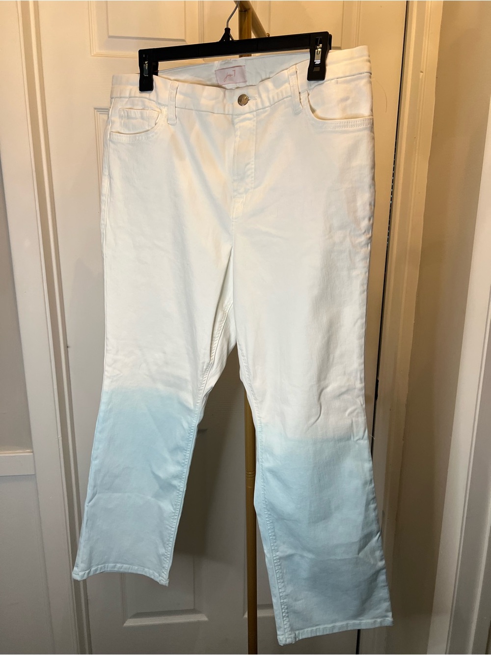 Women's Straight-Leg Dip-Dye Jeans in White and Light Blue
